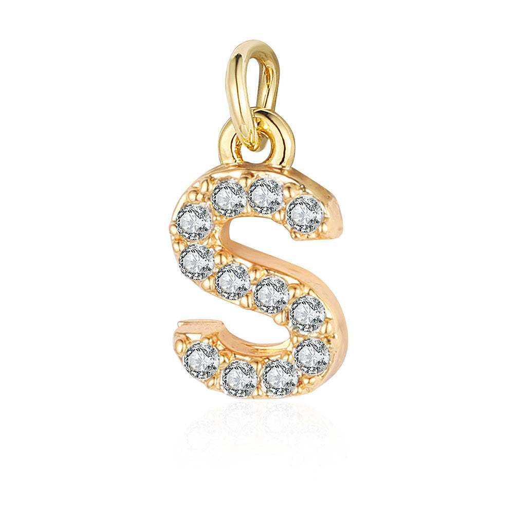 Copper zircon yellow gold letter pendant.