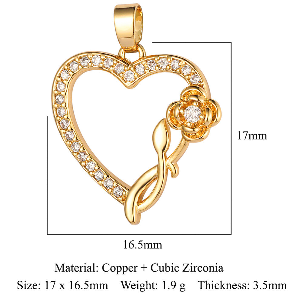 Copper zircon flower love bohemian pendant