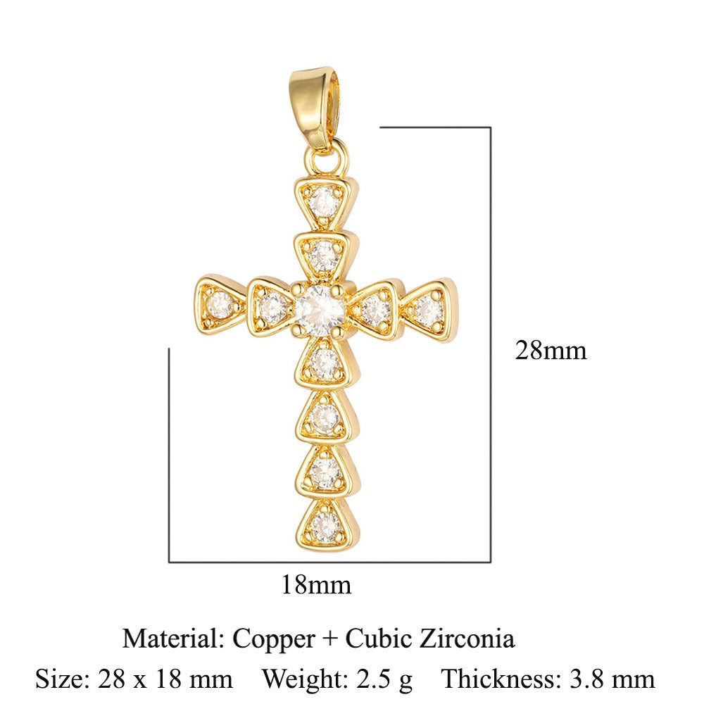 Cross Copper Micro-Inlaid Zirconia Pendant