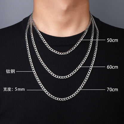 Titanium steel 5mmNK Cuban chain necklace