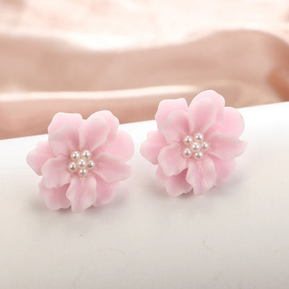 Camellia temperament pearl stud earrings