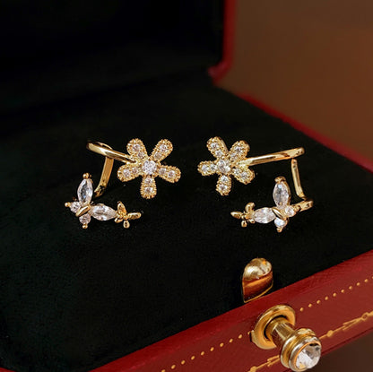 Temperament Butterfly Flower Earrings Premium Sense