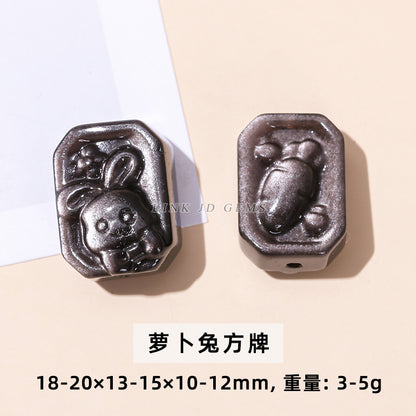 Wholesale of natural silver obsidian carving pendants