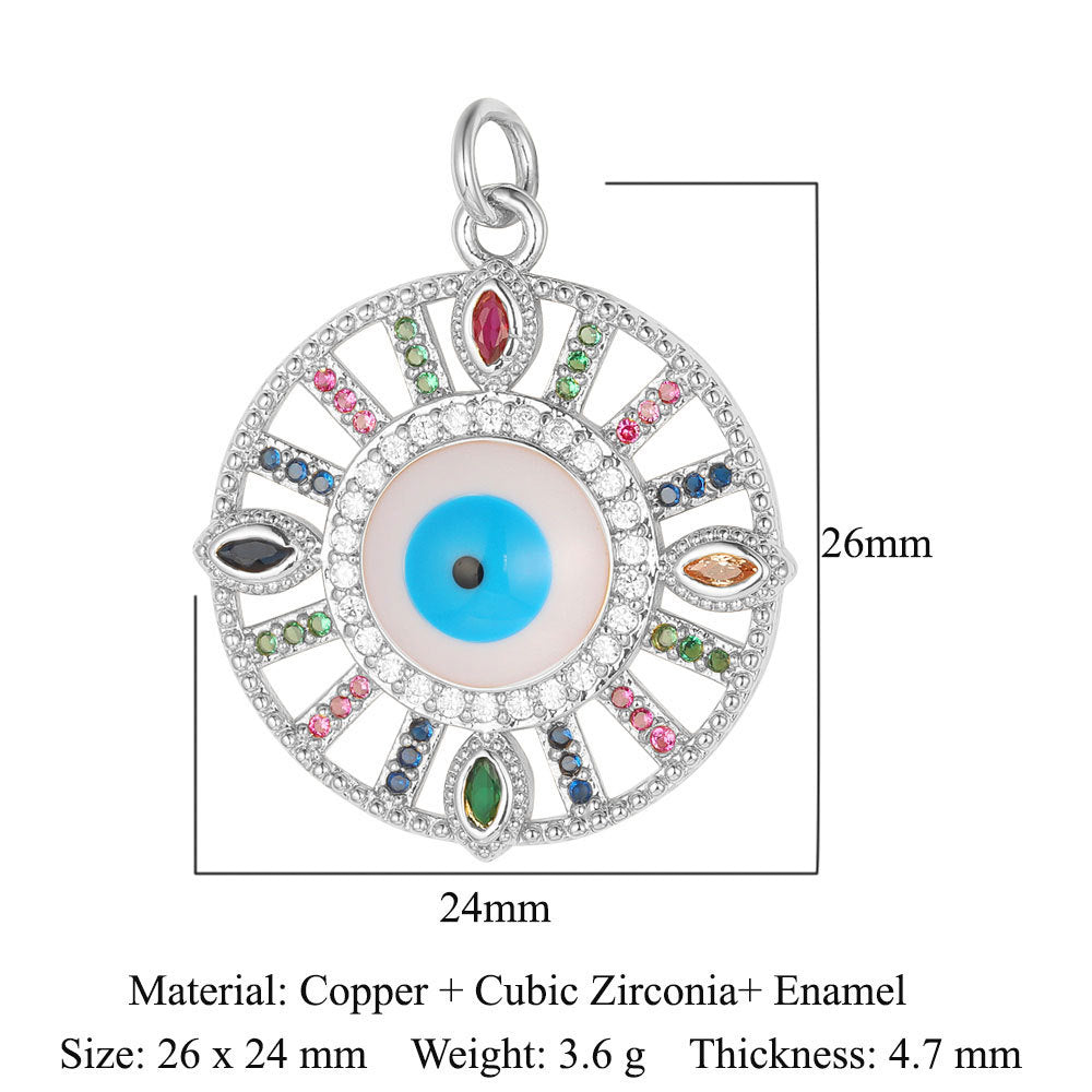 Devil's Eye Copper Zircon DIY Jewelry Pendant