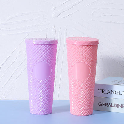 Plaid Pattern Cup, Plastic, Single-Layer