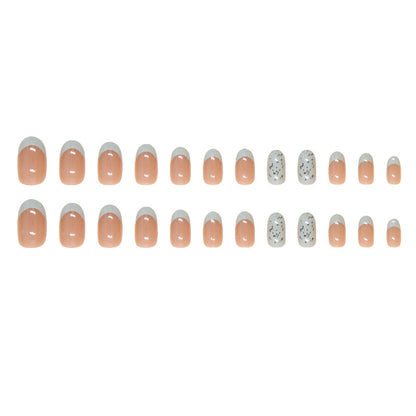 Wearable Mint Dot Removable French Nail Stickers 24 Pieces