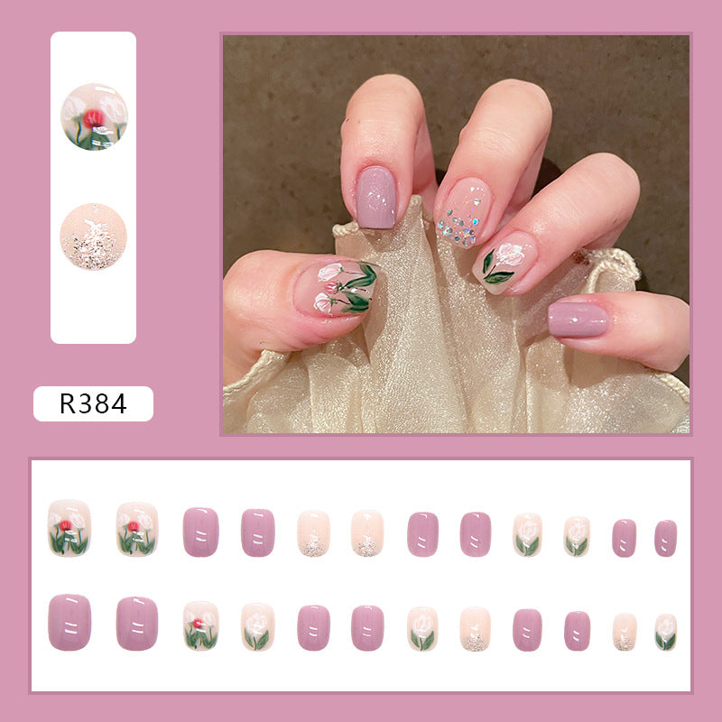 Wearable Blush Short Removable Nail Stickers