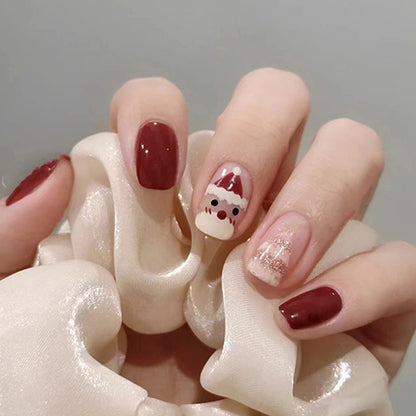 Uñas glamorosas navideñas en rojo 