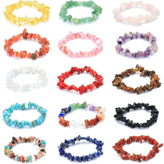 Crystal Agate Colorful Gravel Elastic Bracelet