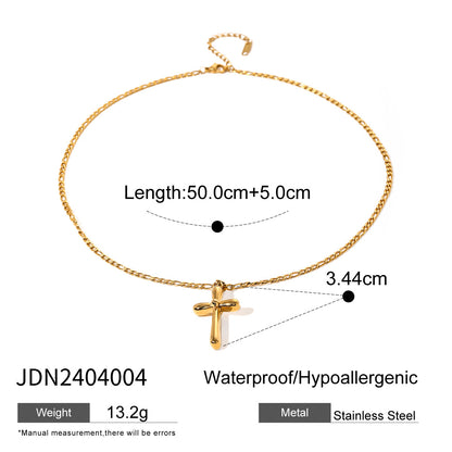 18k gold stainless steel cross necklace