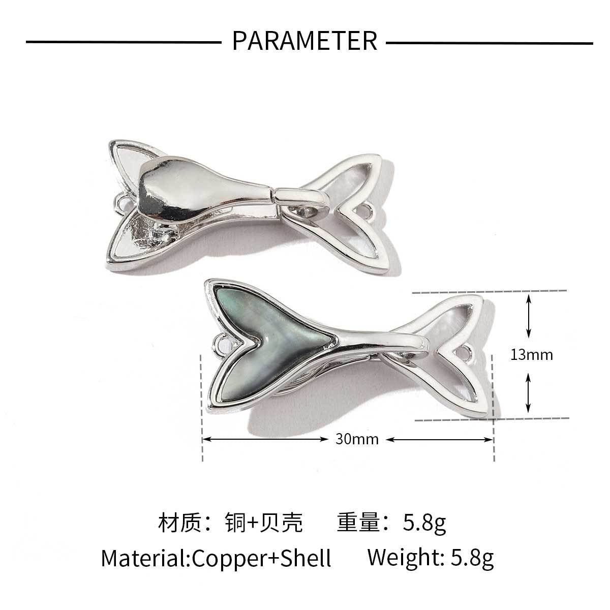 Butterfly shell copper zircon removable connecting buckle