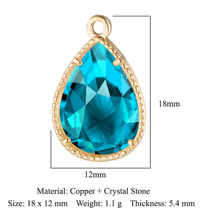 Water drop shaped copper glass crystal pendant