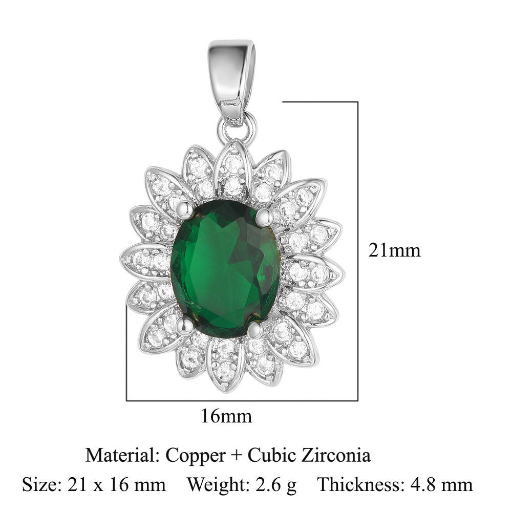 Zircon copper Color zirconium copper micro-inlaid necklace pendant