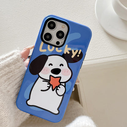 Apple 15 Pro Ins Film 2-in-1 Cute Bear iPhone 12 Color Block