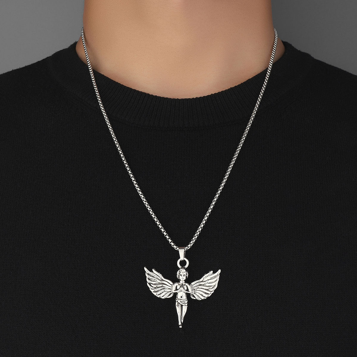 Hip Hop Wind Star Titanium Steel Pendant Wing Necklace