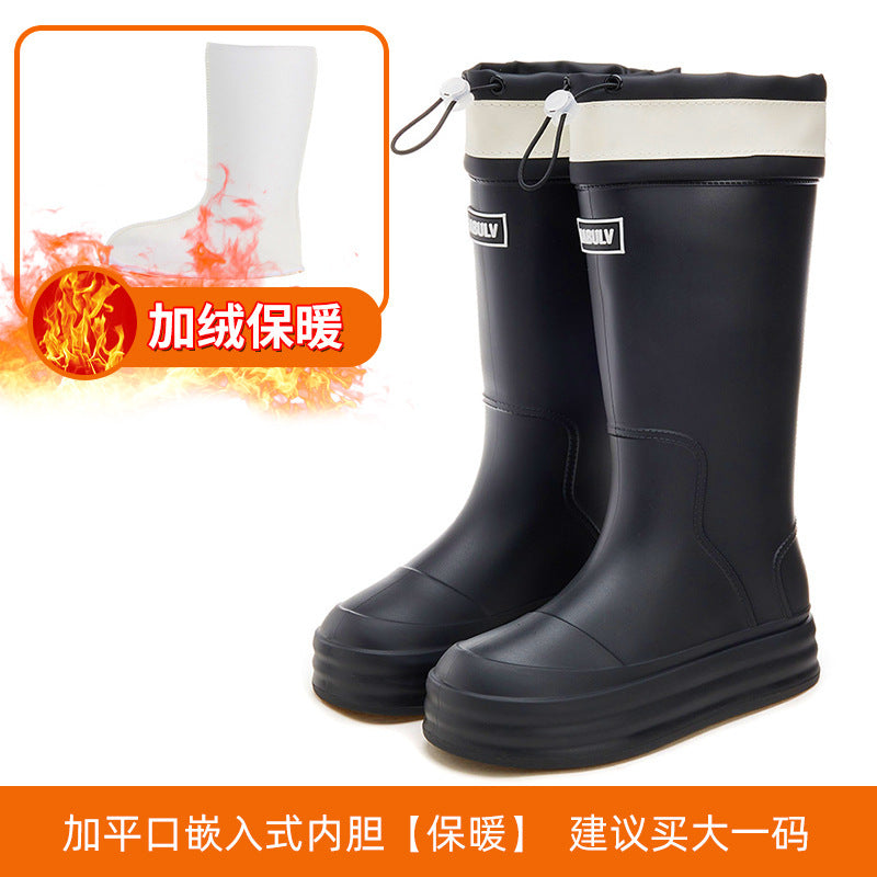 thick-soled medium and long tube rubber shoes