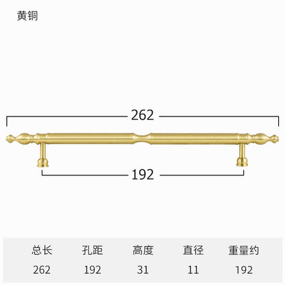 High-end wardrobe door brass handle