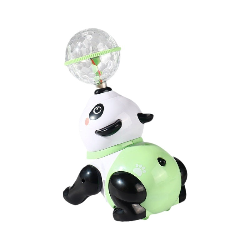 Singing and Dancing Rotating Children's Toy: Rechargeable Panda and Puppy, Crawling Practice and Tummy Time with Light-Up Features for Babies