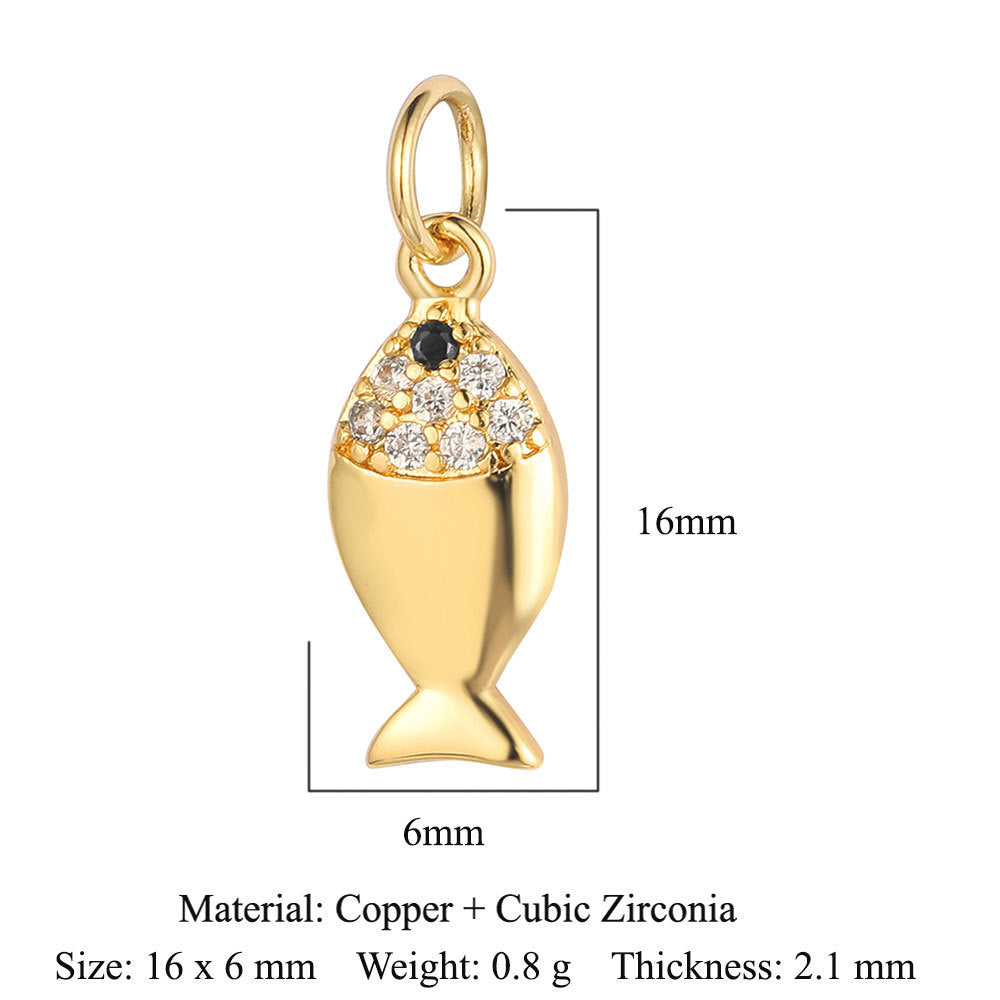 Cobra small fish copper zircon pendant.