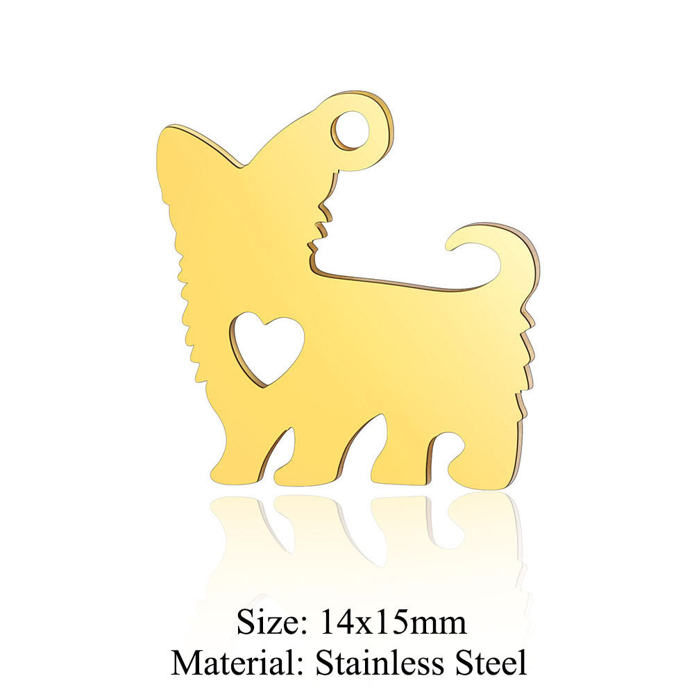 5Pcs/bag Cat Elephant Titanium Steel Pendant Dog Paws