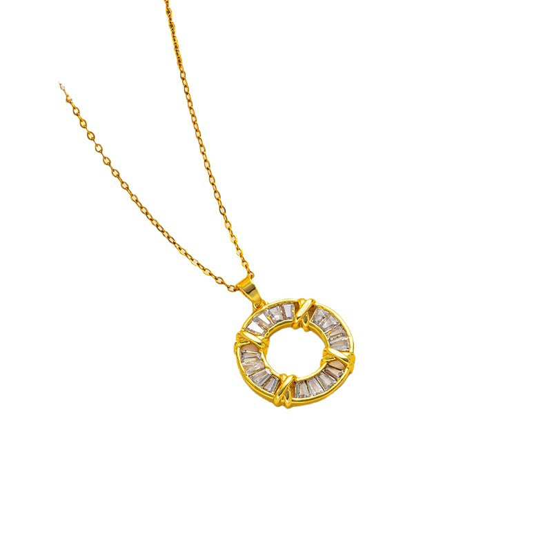 Luxurious Versatile Circle Necklace for Women - Micro-Inlaid Diamond