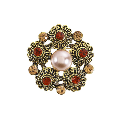 Round hollow pearl gold corsage