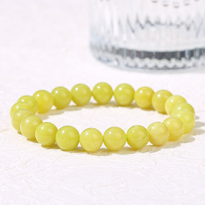 Natural cauliflower jade bracelet, lemonite topaz round beads.