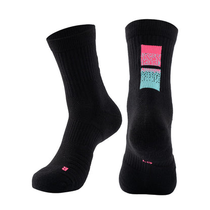 Adult Mid-Calf Gradient Basketball Socks Thick Sports Socks