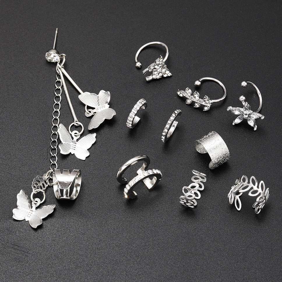 Ear bone clip hollow C-shaped men and women 10-piece set