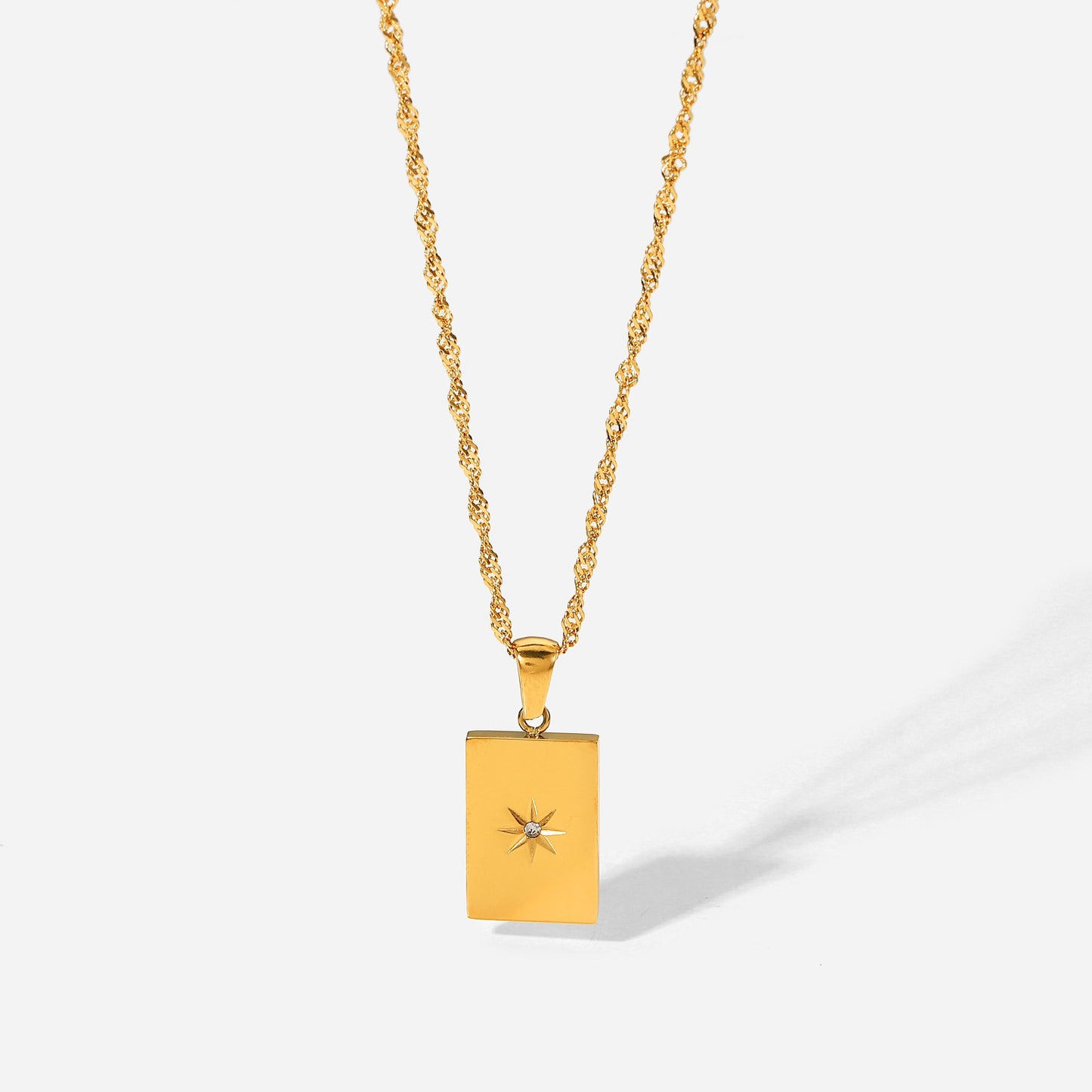 18K Rectangular Sun Pendant Necklace