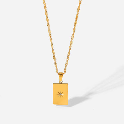 18K Rectangular Sun Pendant Necklace