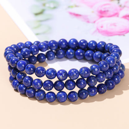 6A natural Afghan lapis lazuli three-circle bracelet.