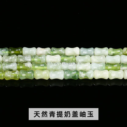 8 * 12Mm natural green Dongling She Taicui bamboo beads loose beads