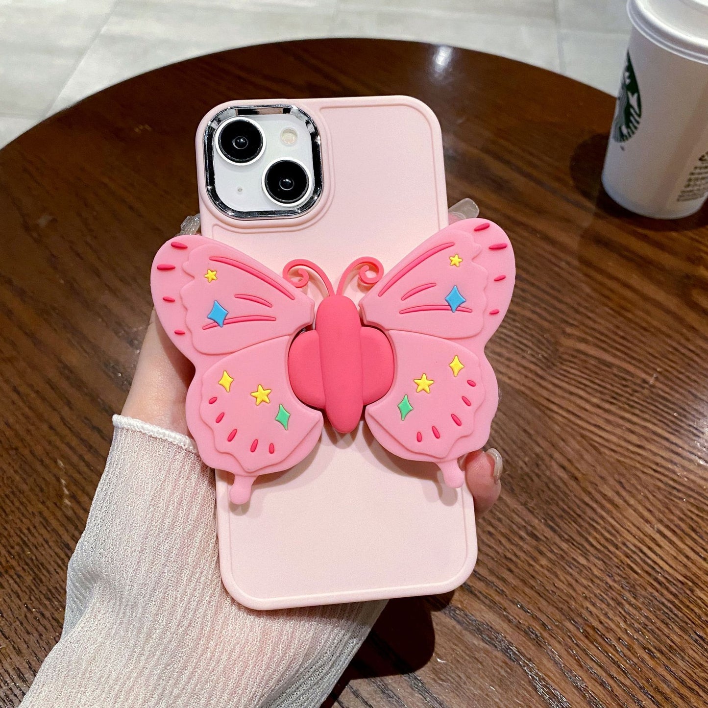 Eye Frame Case iPhone15 Pro 11 12 Foldable Butterfly Stand Solid Cover