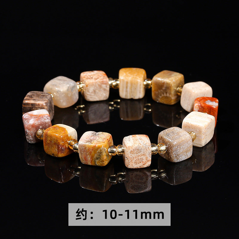 Natural coral jade corner-cutting bracelet