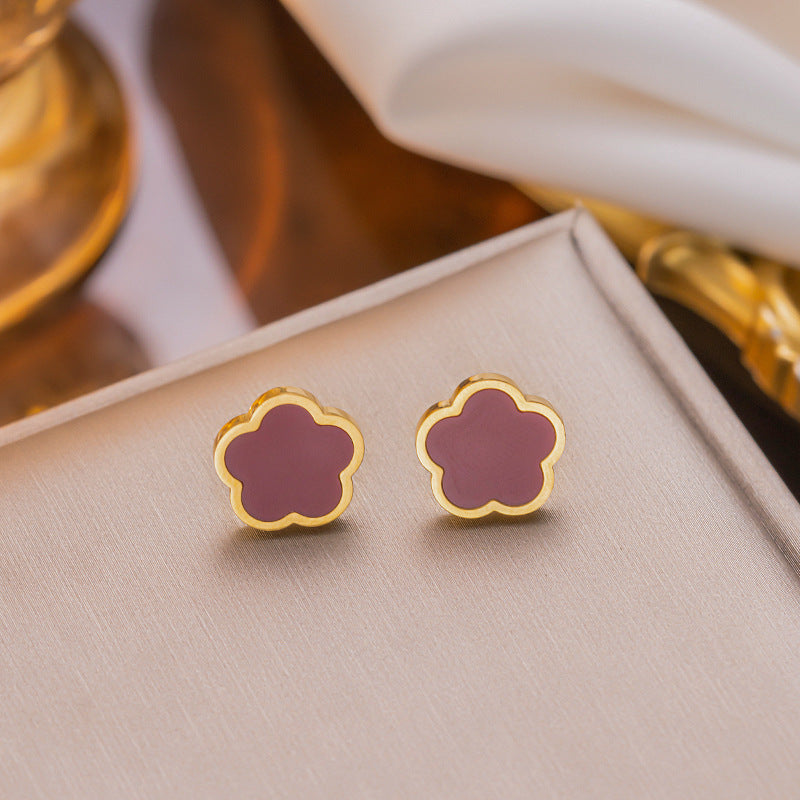 Elegant Clover Earrings with Simple Chic Five-Petal Design