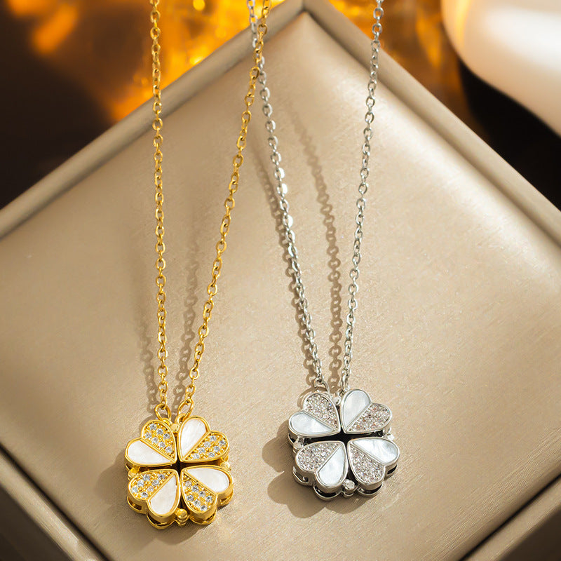 Flower Magnetic Pendant Necklace: Elegant Dual Wear