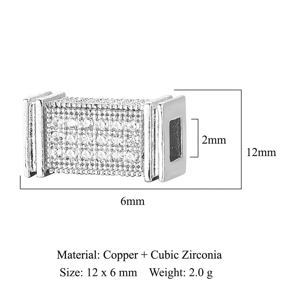 Round tube beads square fast beads copper zircon spacer beads