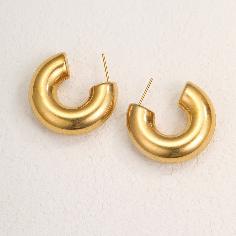 Geometric letter C earrings gold earrings