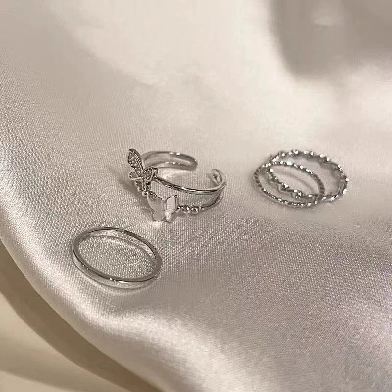 Butterfly four-piece ring set