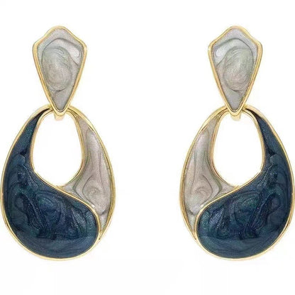 Water drop glaze haze blue earrings