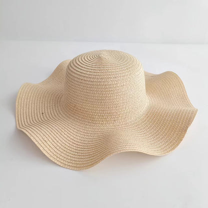 Sombrero de paja con borde ondulado para padre e hijo 