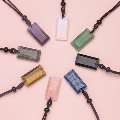 Crystal Rectangular Square Pendant Necklace