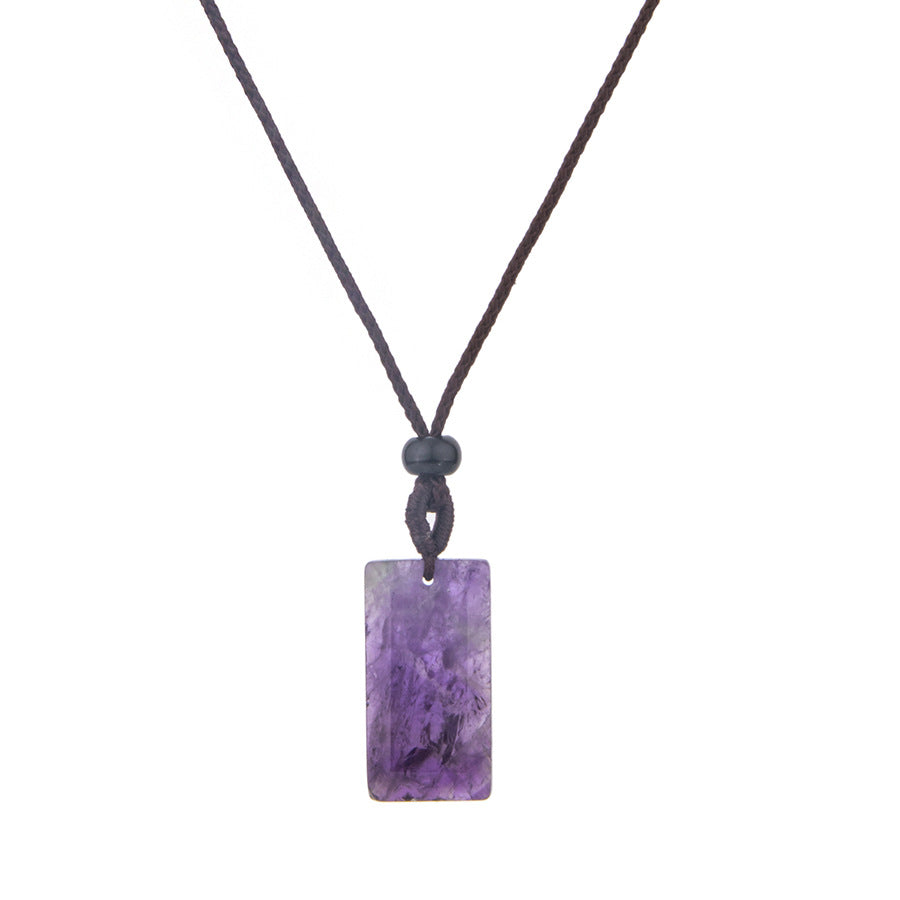 Crystal Rectangular Square Pendant Necklace