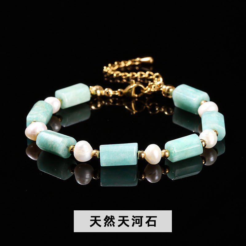 Natural Baroque Pearl Powder Round Tube Bracelet