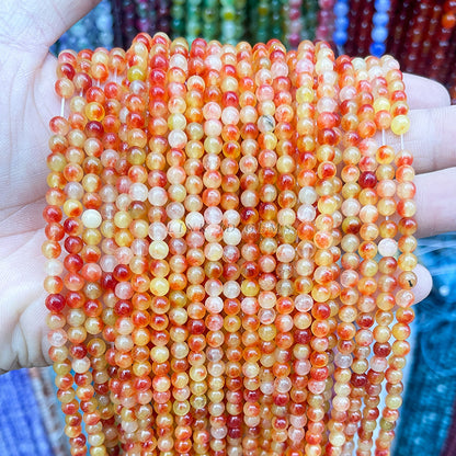 4mm mixed color chalcedony loose beads added color round beads