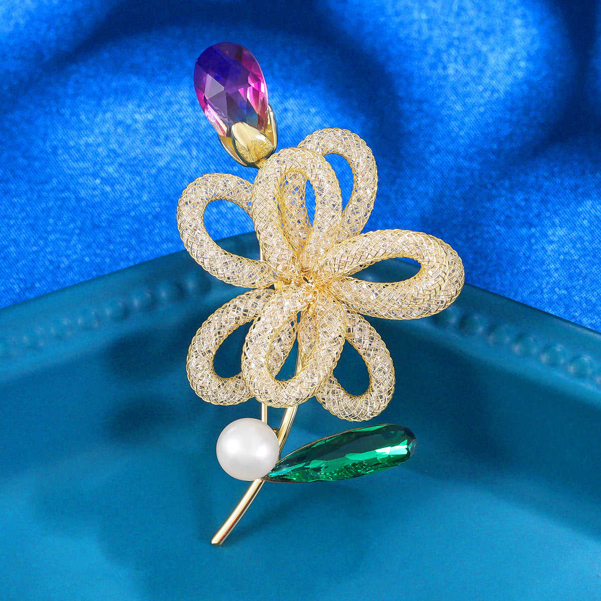 Crystal Flower Brooch Brooch Versatile