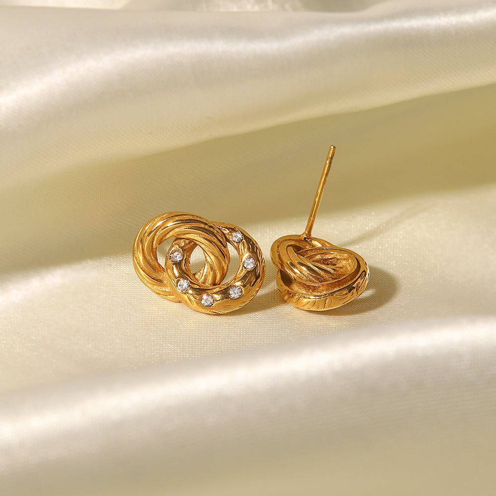 18K Gold Hoop Circle Zirconia Earrings