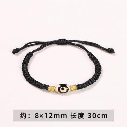 Three-eye dzi bead agate black rope woven bracelet