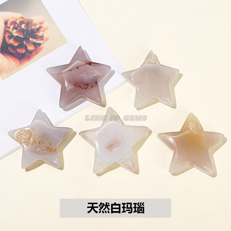 Natural agate crystal hole star moon love shaped loose beads